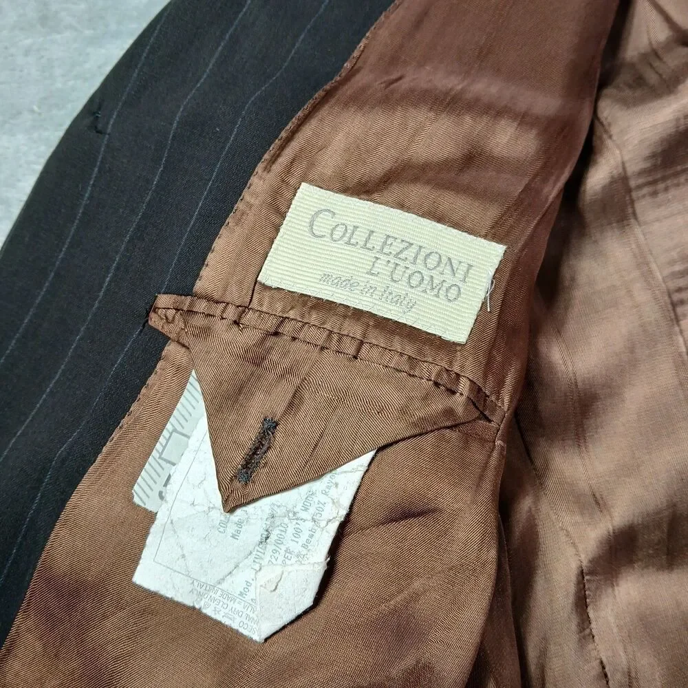 Collezioni LUomo Mens 42R 56R Brown Stripe Zegna 100s Wool Blazer Coat Old Money